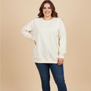Elegant Cream Women's Crew Neck Sweater
